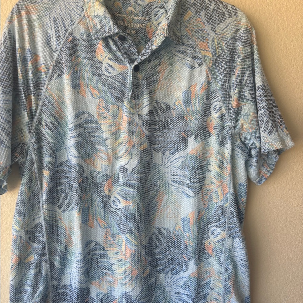 Tommy Bahama Men's Tropical Leaf Shirt - Blue and Orange